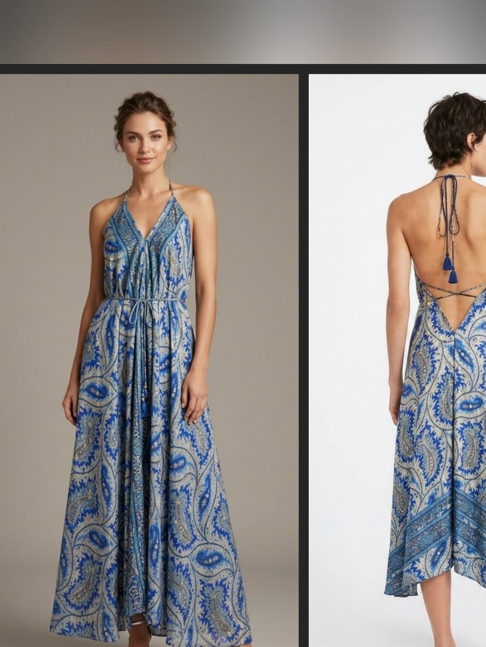 Blue Dress Sundress - Light Blue | Blue Paisley Halter Maxi Dress • Ibiza Style